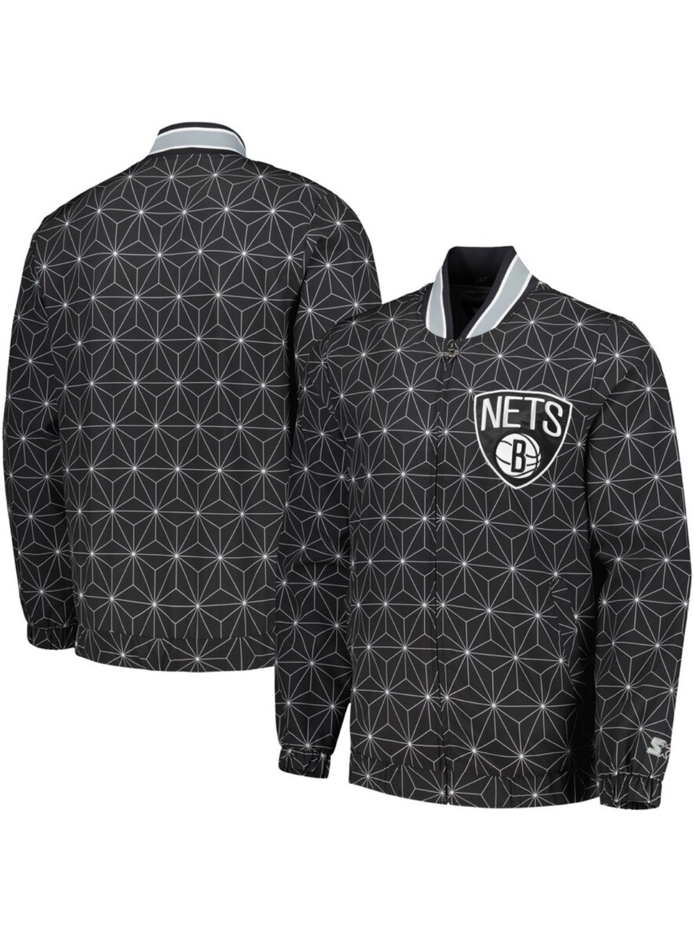 Black Geometric Bomber Jacket